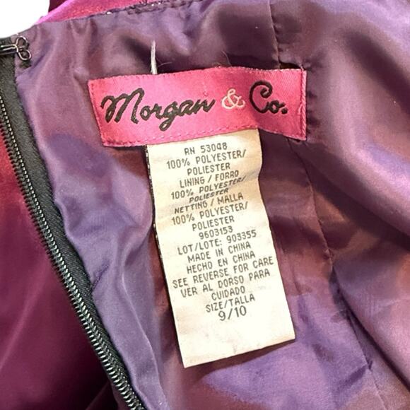 Morgan And Co Vintage Maxi Dark Purple Prom Ombré Tie Back Dress Sz 9/10 READ - Picture 11 of 14